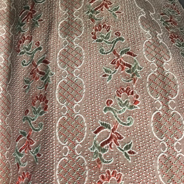 CURTAIN, Pair Vintage Rust Pink Floral